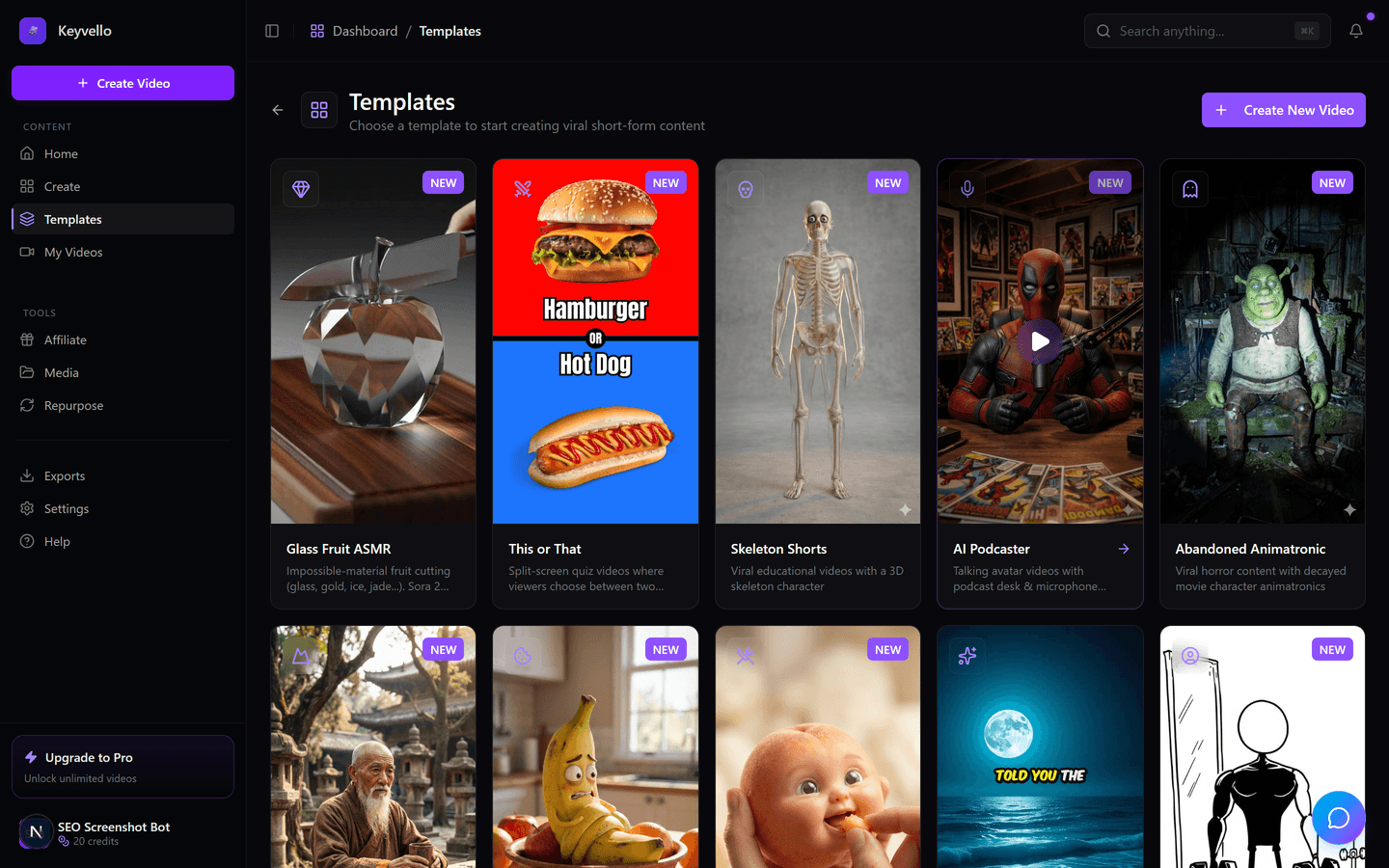 Keyvello video templates gallery